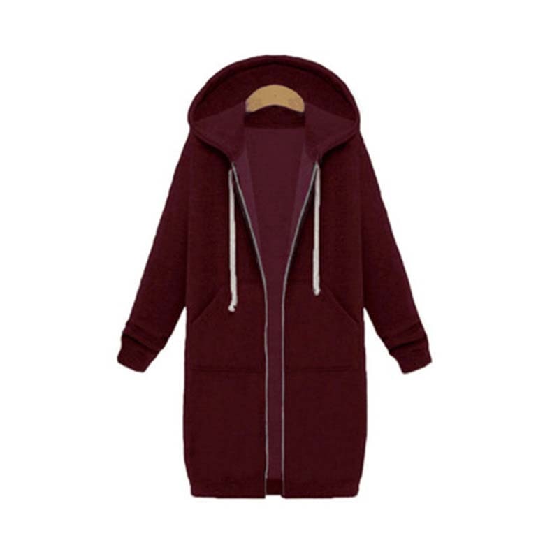 Women's longline full-zip hoodie in casual style with extended hem for versatile everyday layering