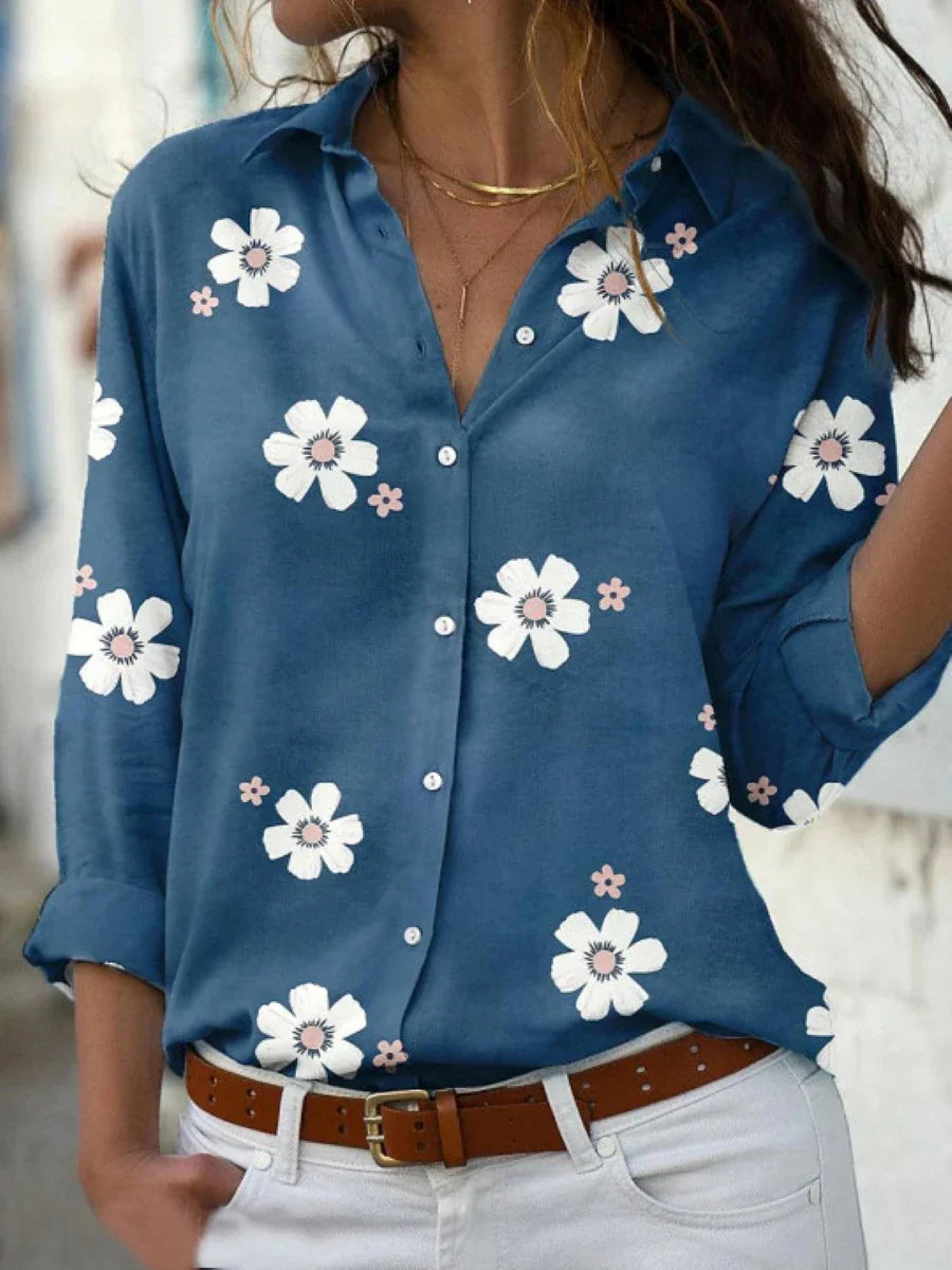 Darya floral print blouse light airy feminine silhouette delicate pattern versatile women's top