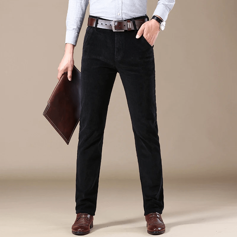 Ethan Wavlynn men's corduroy pants warm durable ribbed texture casual semi-formal winter style