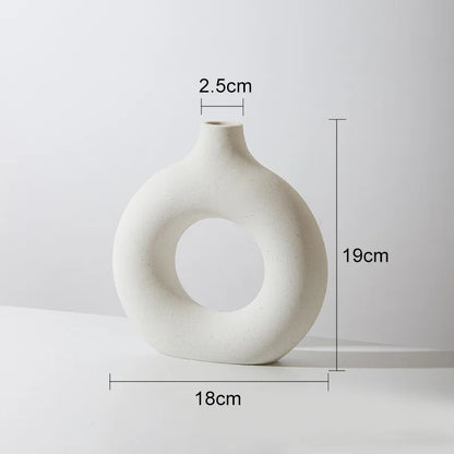 Hadran circular ceramic vase white minimalist Scandinavian design elegant home decor accent piece