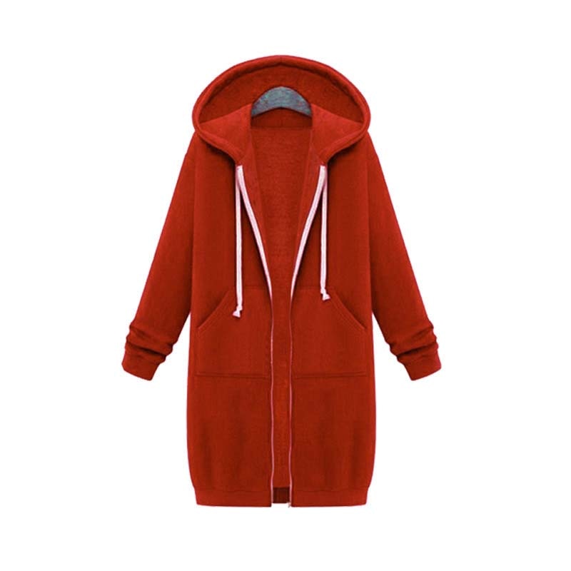 Bonnie longline full-zip hoodie in casual style with extended hem for versatile everyday layering
