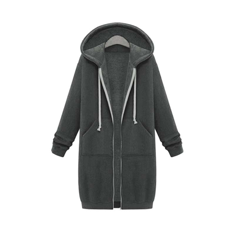 Bonnie longline full-zip hoodie in casual style with extended hem for effortless everyday layering