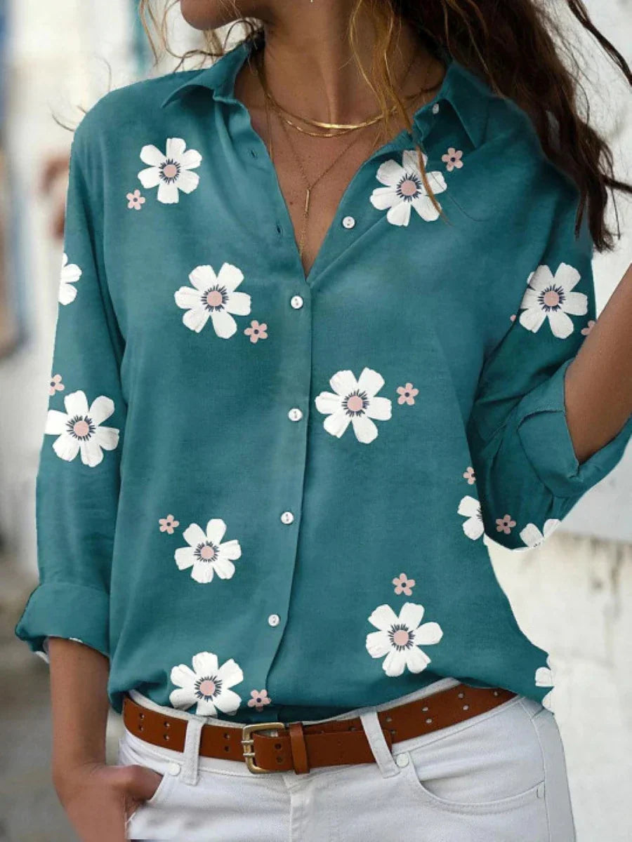 Darya floral print blouse light airy feminine silhouette delicate pattern versatile women's top