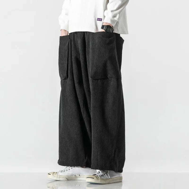 Corian wide straight-leg corduroy sweatpants with elastic drawstring waistband, 90s-inspired relaxed fit