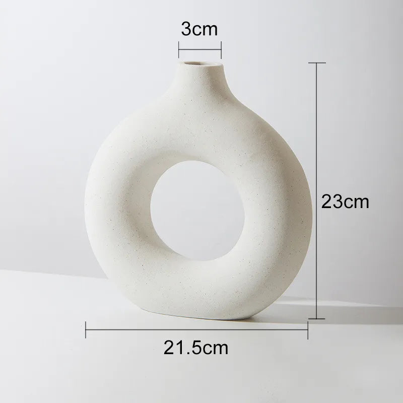 Hadran circular ceramic vase white minimalist Scandinavian design with clean round silhouette