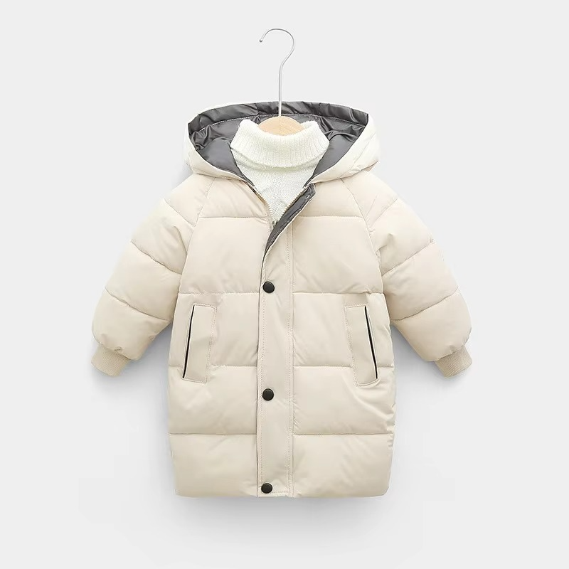 Kids long hoodie jacket thick winter coat for boys girls ages 4-10 warm insulated sporty fit