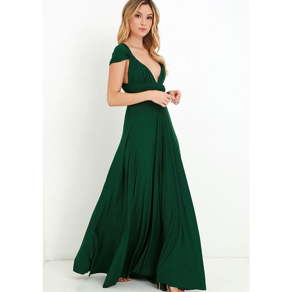 Sage green halterneck maxi dress with open back and waistband, elegant formal party silhouette