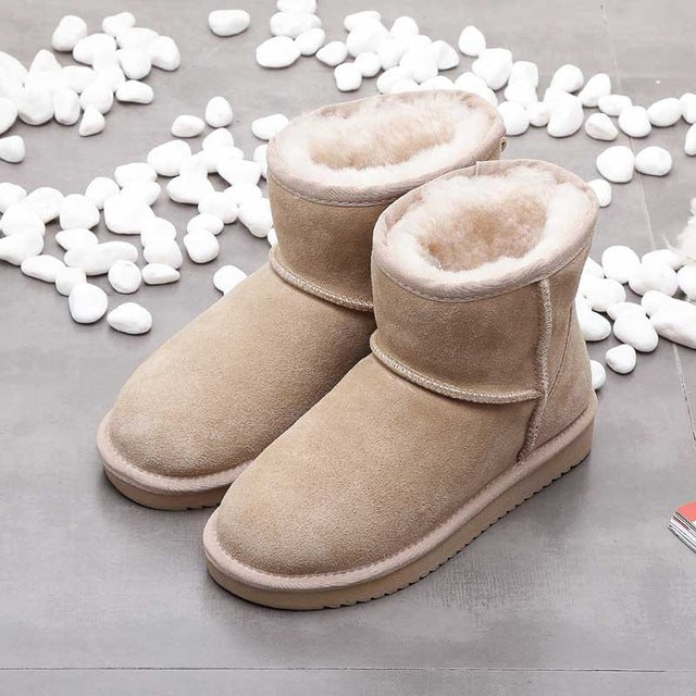 Women's suede ankle boots flat sole with plush soft interior lining for cozy everyday warmth