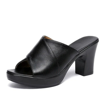 Hailey faux leather crisscross open-toe block heel sandals with slip-on silhouette