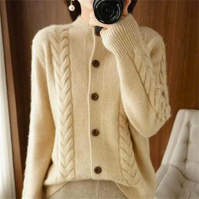 Wool blend relaxed-fit cardigan with classic crafted detailing, cozy and stylish for all seasons