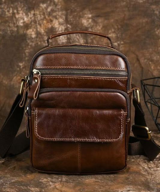 Sac bandoulière polyvalent en cuir de veau fait main pour homme - Wavlynn