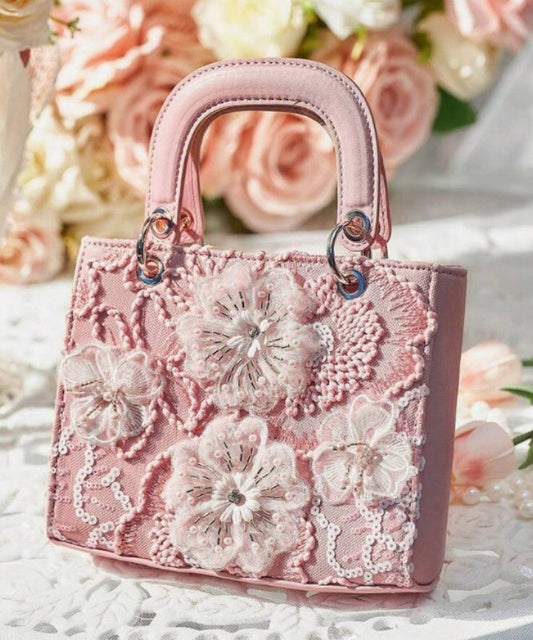 Mini sac en similicuir brodé de fleurs roses fait main - Wavlynn