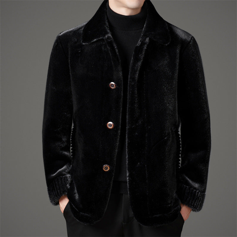 Men's Theodore faux fur collared jacket regular fit timeless winter outerwear by Wavlynn