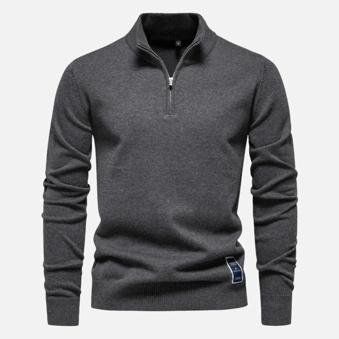 Hank quarter-zip fitted sweater in premium knit with tailored silhouette and sleek contemporary style