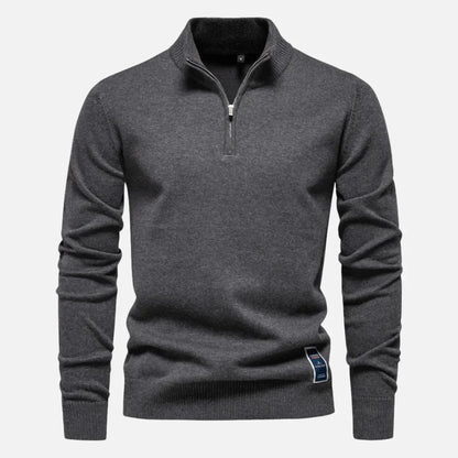 Hank quarter-zip fitted sweater in premium knit with tailored silhouette and sleek contemporary style
