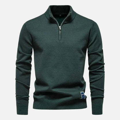 Hank quarter-zip fitted sweater in premium knit with tailored silhouette and sleek collar detail