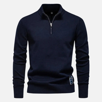 Hank quarter-zip fitted sweater in premium knit with tailored silhouette and sleek collar detail