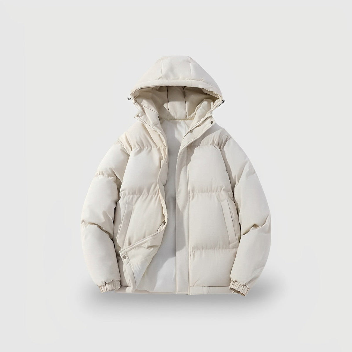 Women's pink puffer jacket with hood, cozy winter outerwear featuring sleek insulated quilted design