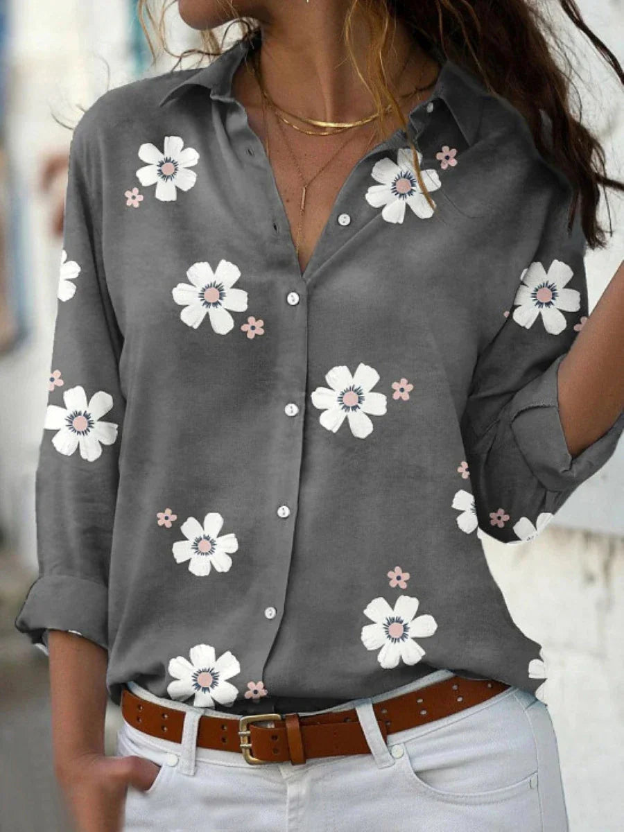 Darya floral print blouse women lightweight feminine silhouette delicate pattern versatile style