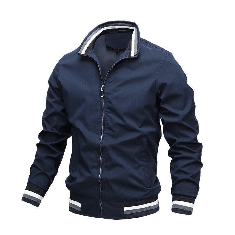 Men's lightweight bomber jacket casual fit ribbed cuffs and hem zipper closure modern silhouette