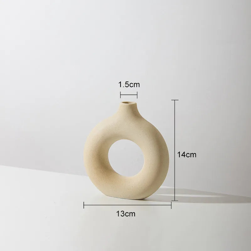 Hadran circular ceramic vase white minimalist Scandinavian design with timeless round silhouette