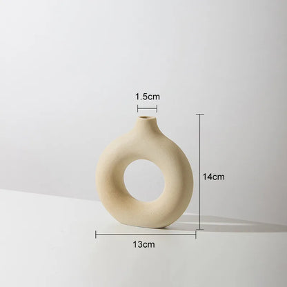 Hadran circular ceramic vase white minimalist Scandinavian design with timeless round silhouette