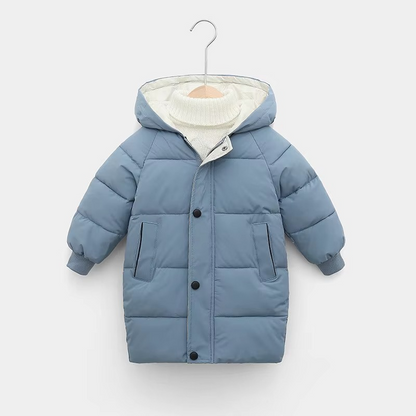 Kids long hoodie jacket thick winter coat for boys girls ages 4-10 cozy insulated sporty fit