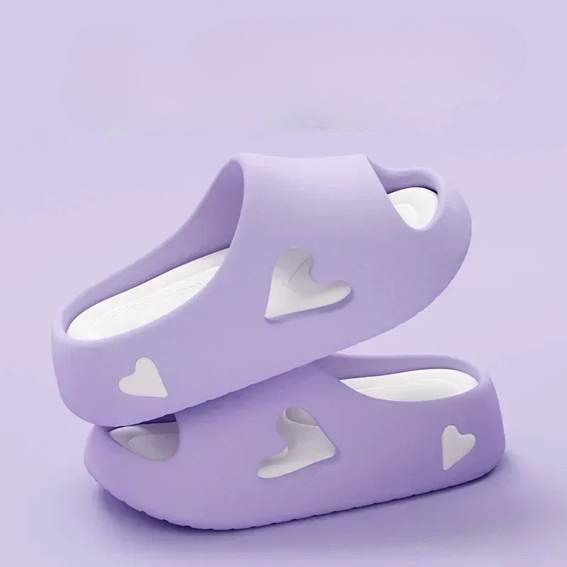 Heartslide soft flip flops with heart-shaped cutout cushioned platform sole for women