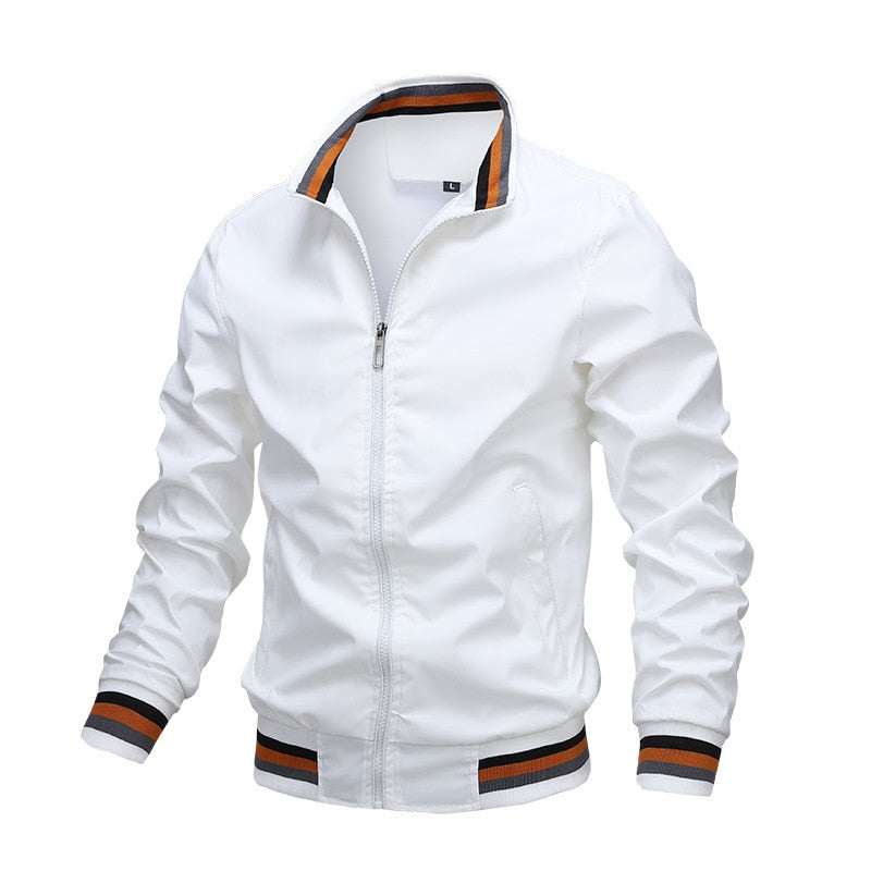 Men's lightweight bomber jacket casual fit ribbed cuffs and hem modern zipper closure everyday wear