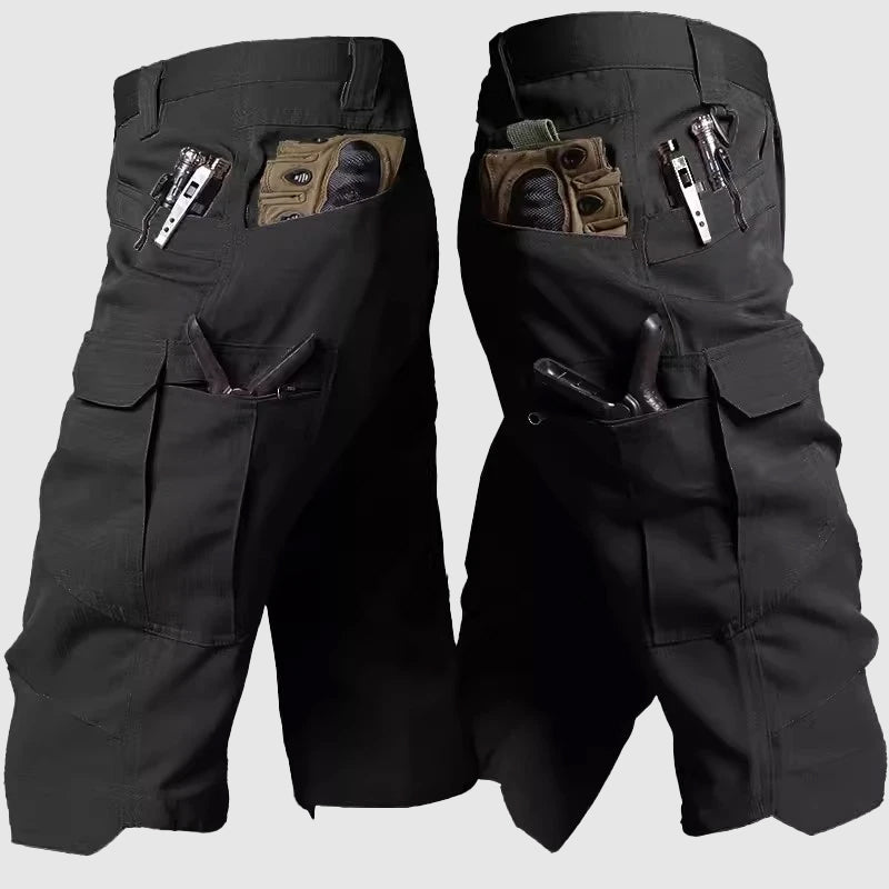Men's camo cargo shorts hunter green multi-pocket zipper fly for hiking hunting outdoor activities