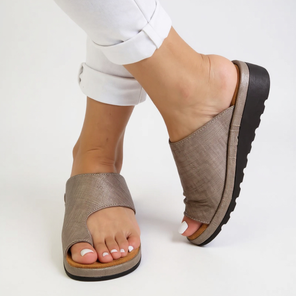 Women's comfort cushioned walking sandals with wide toe box and bunion relief support