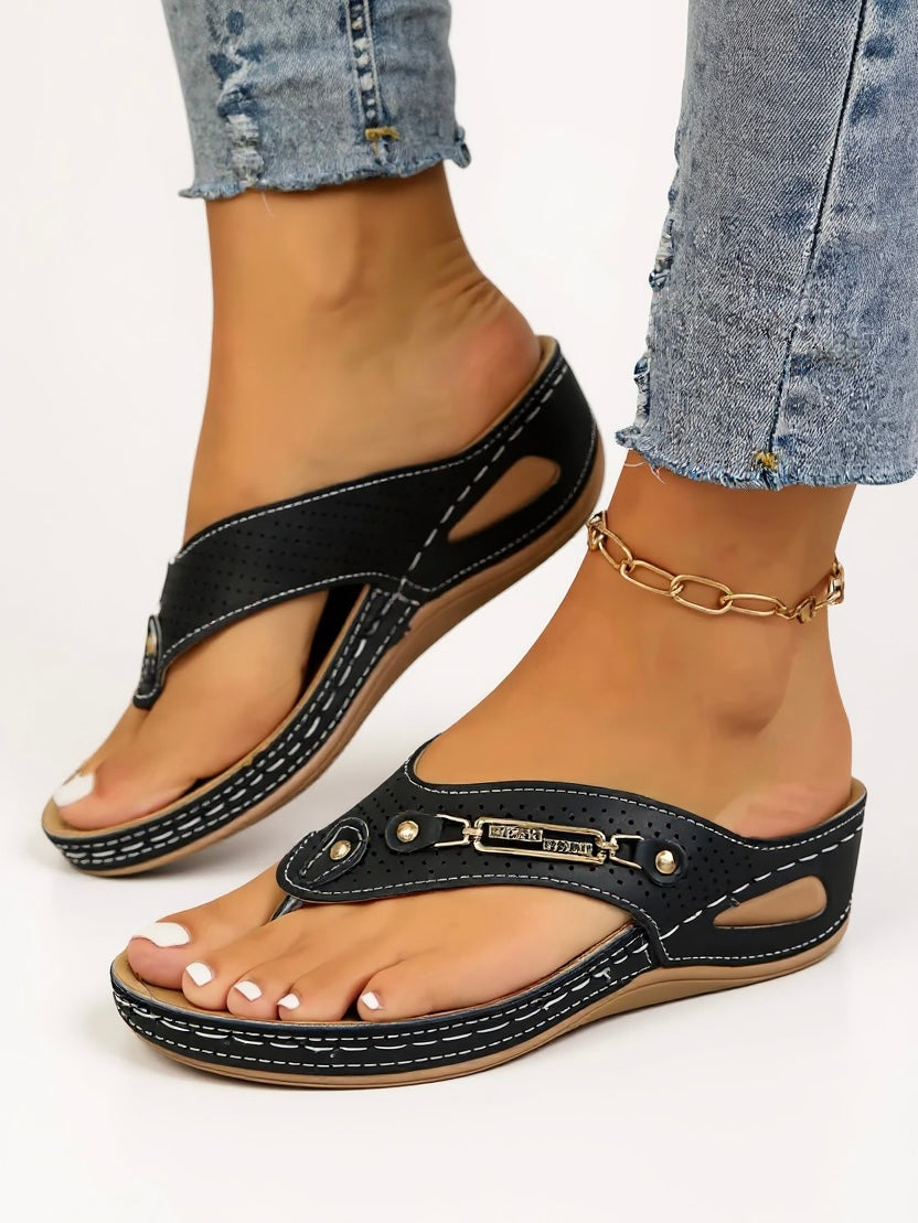 Women's cushioned slip-on sandals with sleek minimalist design and lightweight cushioned footbed