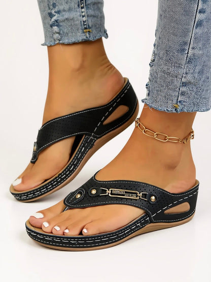 Women's cushioned slip-on sandals with sleek minimalist design and lightweight cushioned footbed