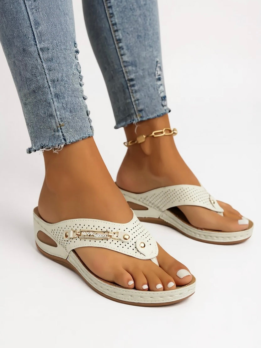 Women's cushioned slip-on sandals Carmen style, sleek lightweight sole for all-day comfort