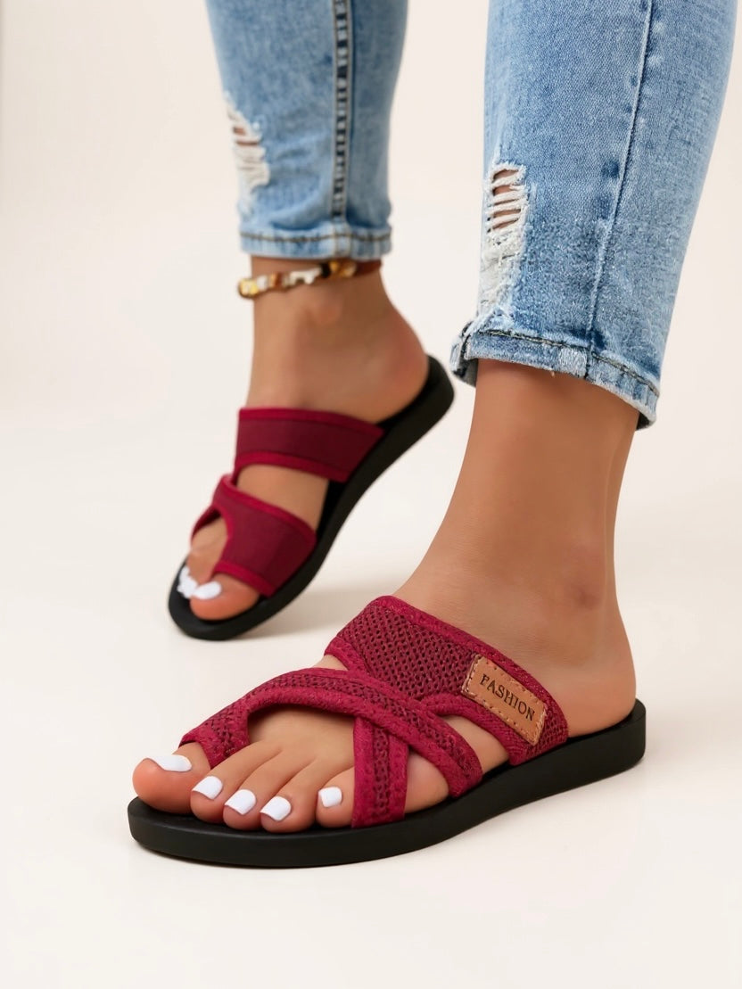 Women's cushioned mesh slides with slip-on design and flexible footbed for all-day comfort