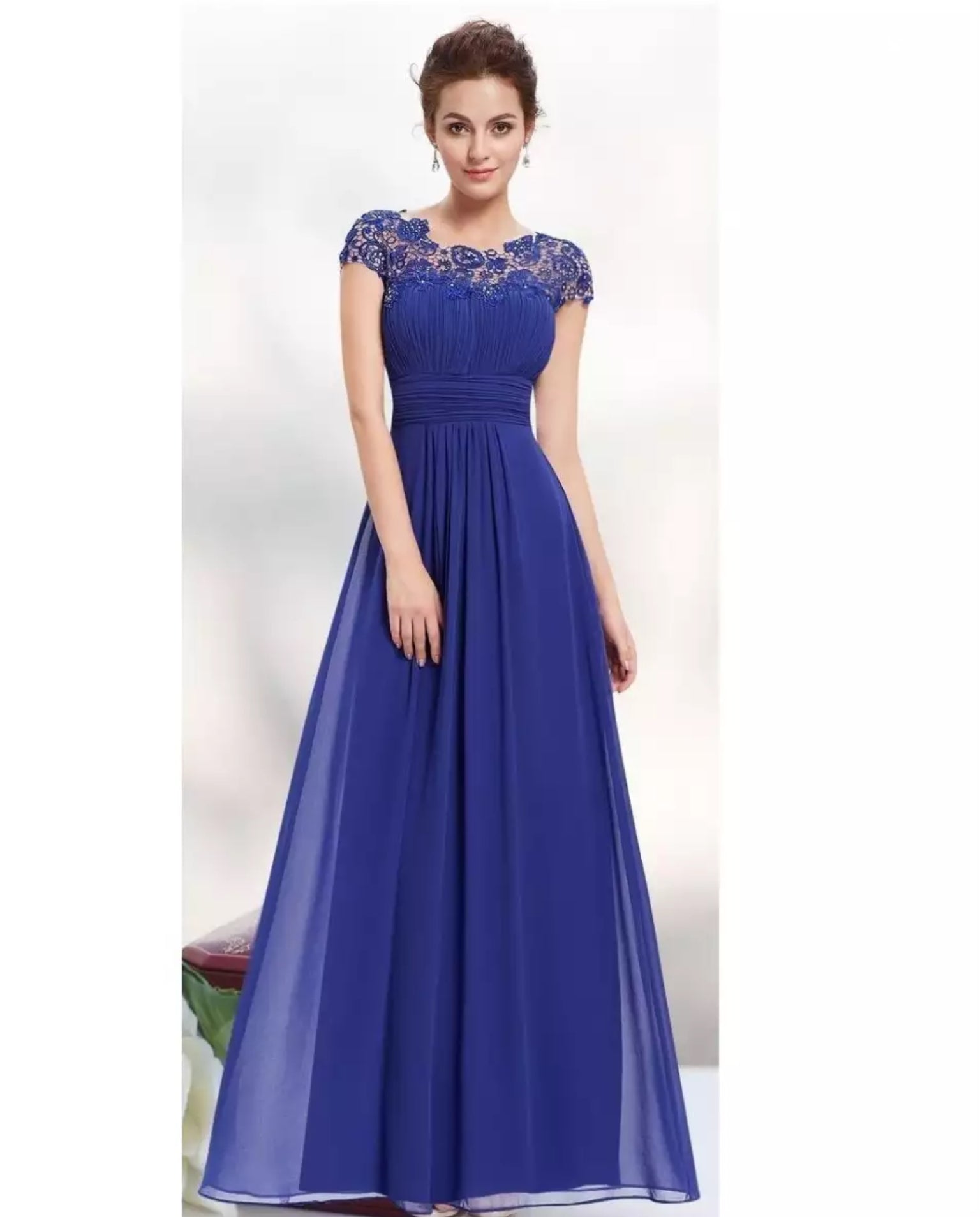 Elegant A-line mother of the bride dress with lace collar and sheer accent for special occasions