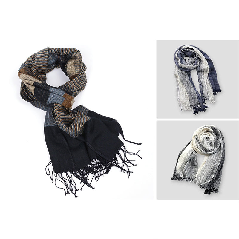 Lorenzo Vitali Il Vento di Moda knitted cotton blend scarf in sophisticated pattern for winter styling
