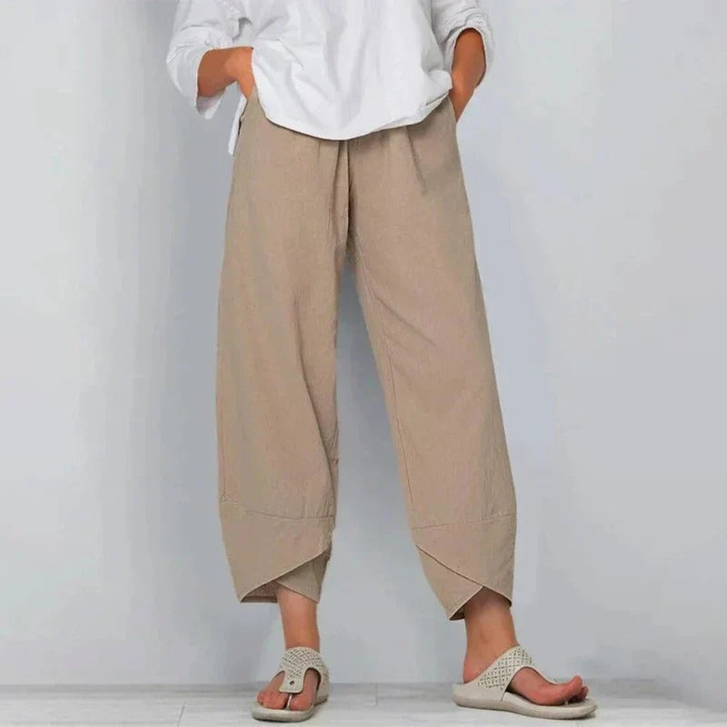Women's chic summer pants light breathable fabric softly tailored fit for sunny days