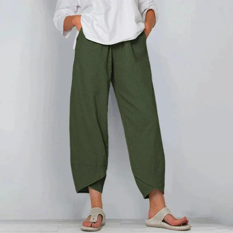 Women's chic summer pants light breathable fabric softly tailored fit for sunny days