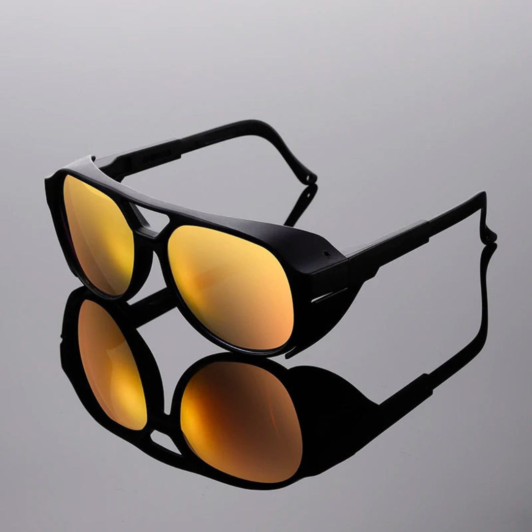 Round mirrored unisex sunglasses with sleek translucent frame and high-shine reflective lenses