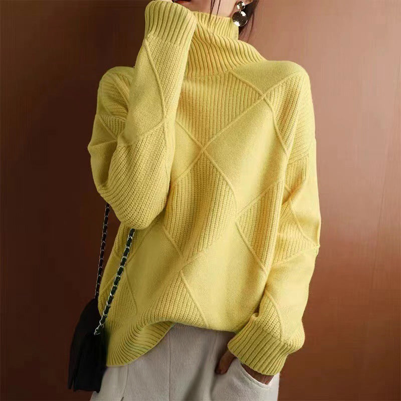 Wavlynn Isabelle women's turtleneck knit sweater, elegant cozy roll-neck silhouette for fall winter