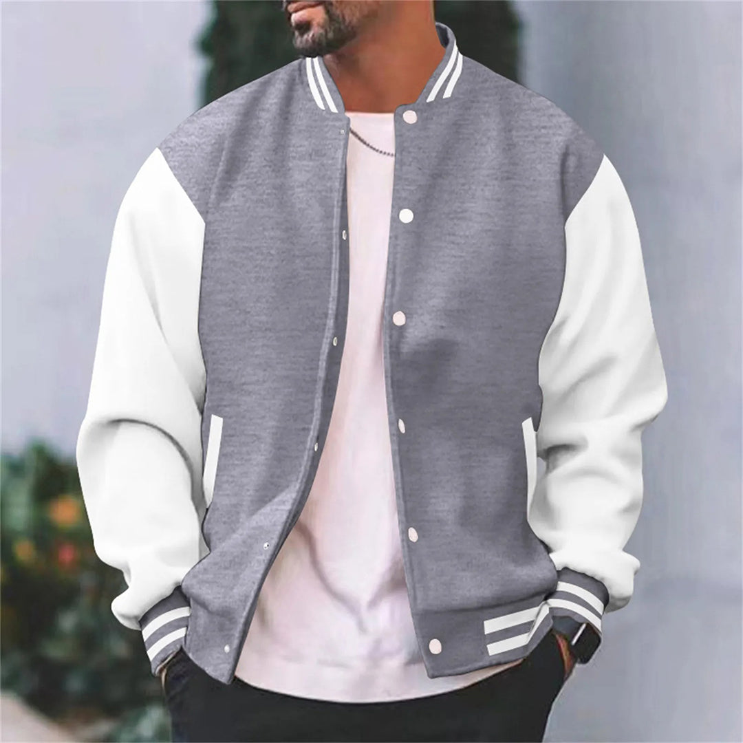 Wavlynn Timothy men's black retro varsity jacket with two-tone contrast detailing and letterman silhouette