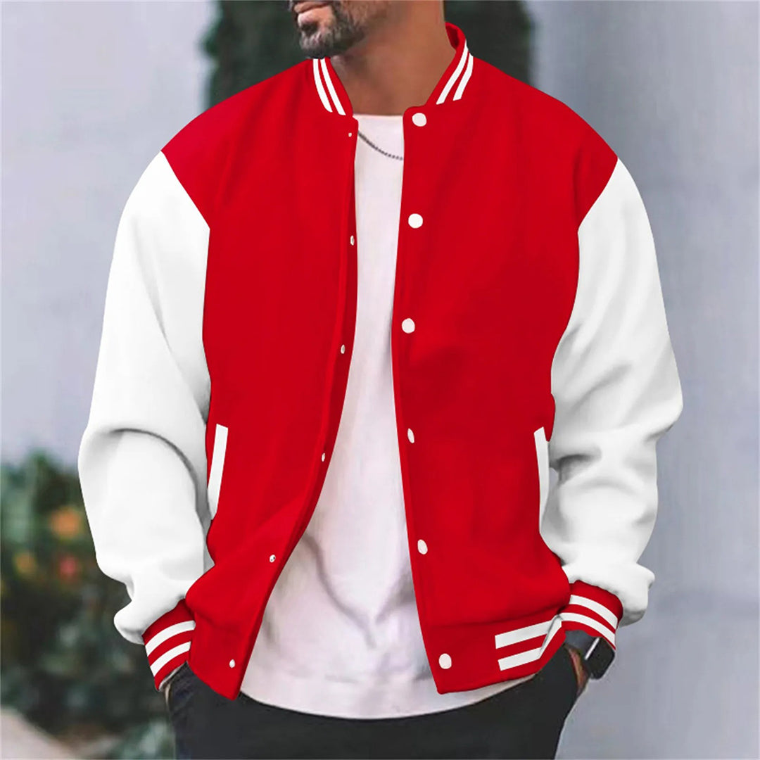 Wavlynn Timothy men's black retro varsity jacket with two-tone contrast detailing and letterman silhouette