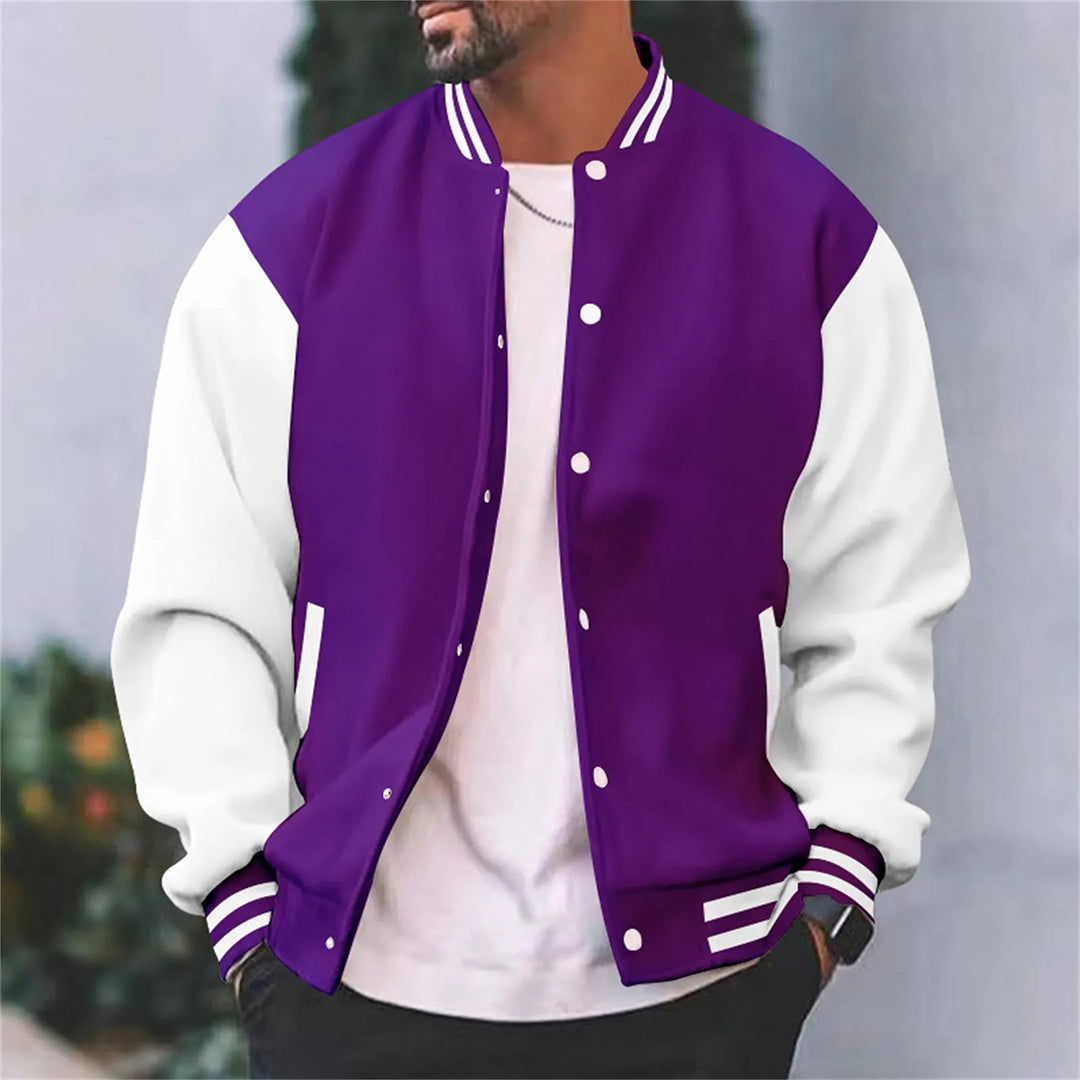 Wavlynn Timothy men's black retro varsity jacket with two-tone contrast detailing and letterman silhouette