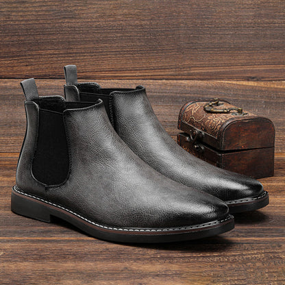 Adrian men's black leather Chelsea ankle boots with elastic side panels and classic sleek silhouette