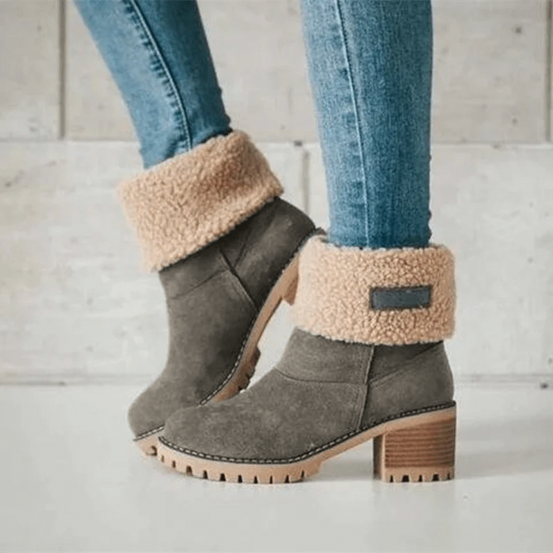 Reagan brown suede mid-calf winter boots with soft warm lining for everyday cold weather style