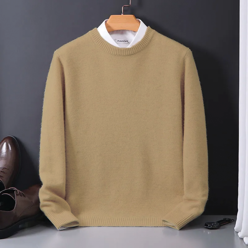 Logan Wavlynn classic fit cashmere sweater with ribbed cuffs, ultra-soft 100% cashmere fall winter