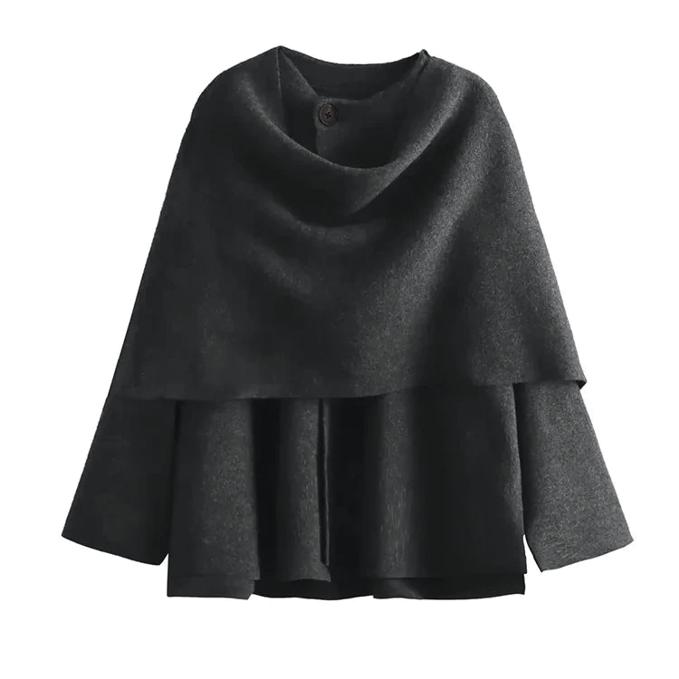 Beige asymmetric knit commuter coat with split hem detail, cozy oversized silhouette for fall winter