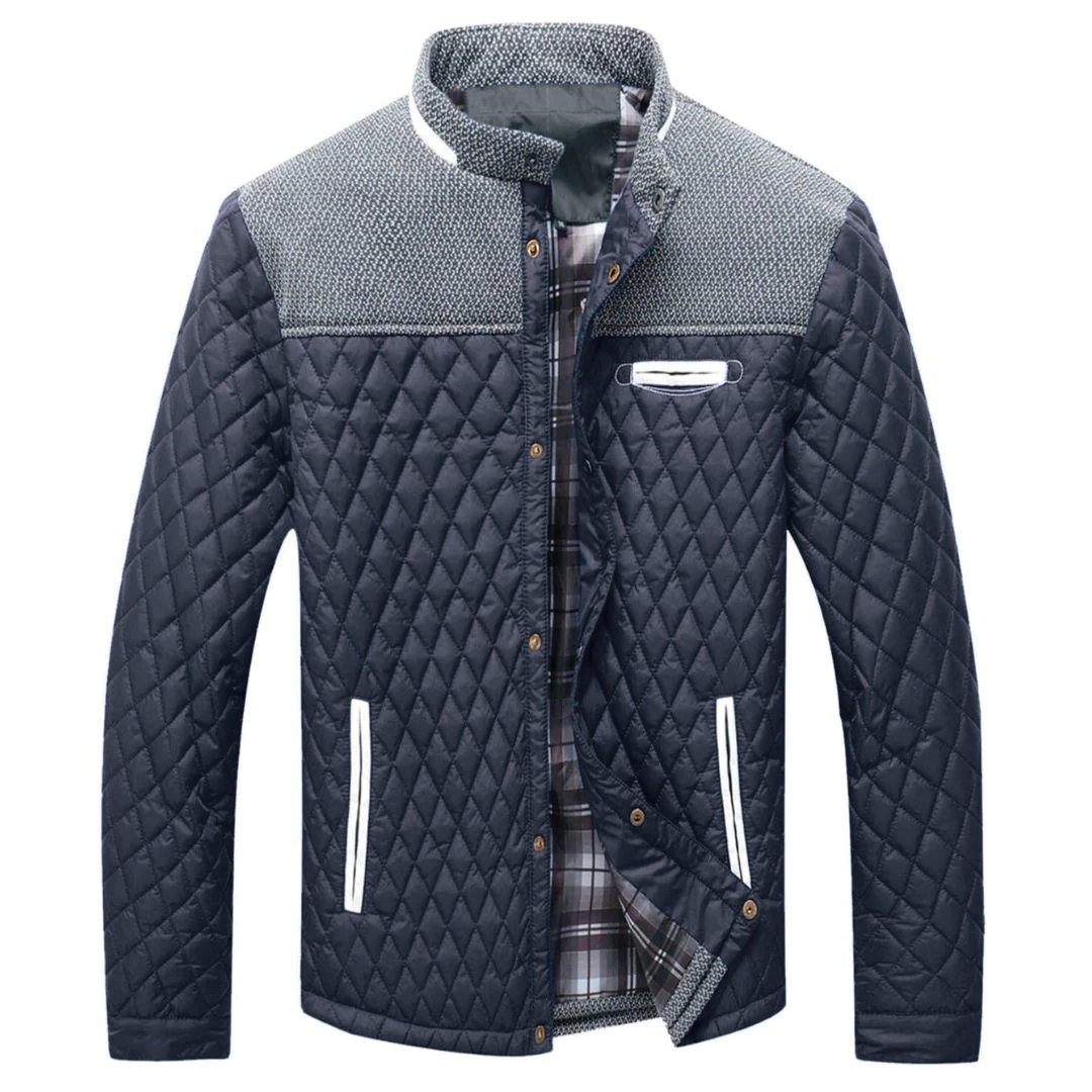 Wavlynn men's lightweight quilted jacket neutral tone slim fit diamond quilting pattern