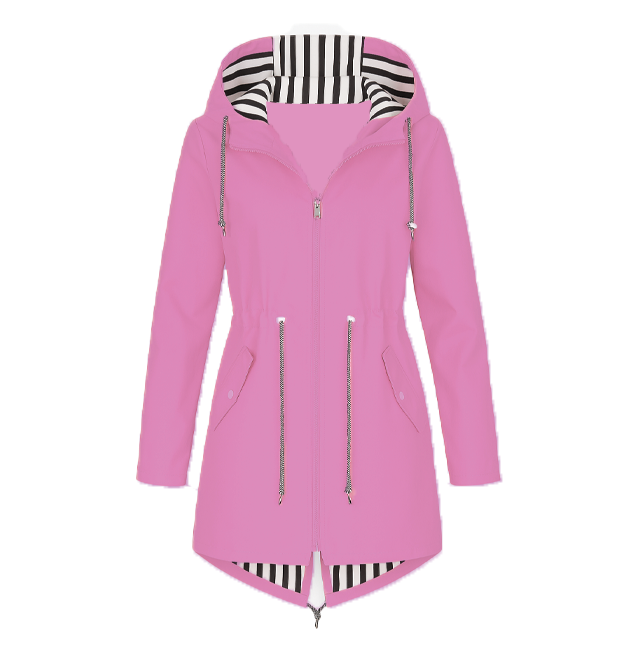 Bonnie lightweight windbreaker adjustable hood breathable polyester flattering fit breezy spring outerwear